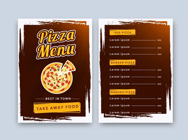 Menu Comida Pizza Para Restaurante Café — Vetor de Stock