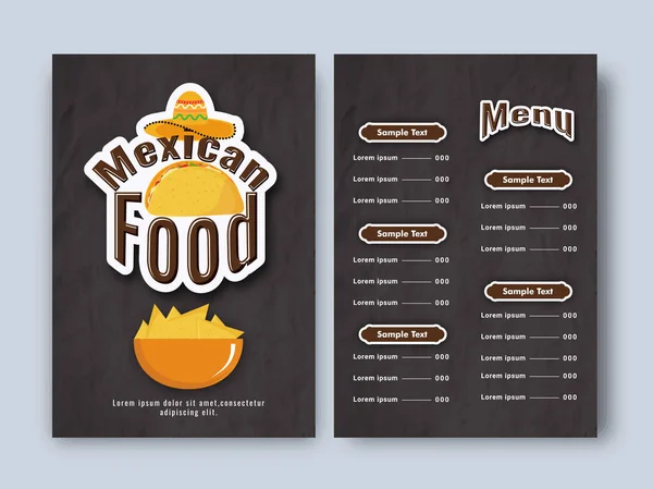 Menu Mexicain Pour Restaurant Café — Image vectorielle