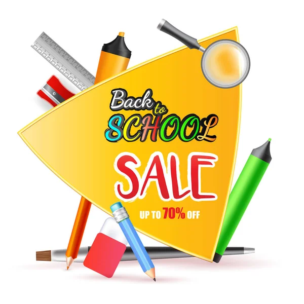 Upto Offer Sale Back School Text Yellow Sticker Decorated Shiny — Stock Photo, Image