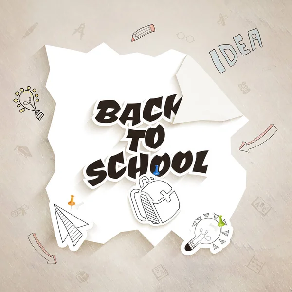 Black Text Back School Bag Bulb Cursor Made Paper Background — Stock Photo, Image