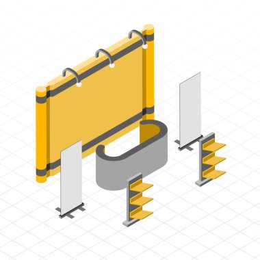 Fuar Standı sarı ve gri renkte.
