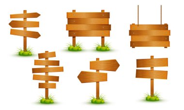 Farklı kümesi türleri boş tahta işaret panosu, başlık sayfası veya Poster tasarımı.