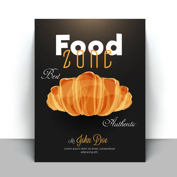 食品ゾーン カバー デザイン クロワッサン パンの本やレシピ本料理 — ストックベクタ
