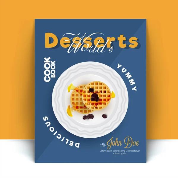 Dessert Cook Boor Recipe Book Cover Design Apple Pie Dessert — стоковый вектор