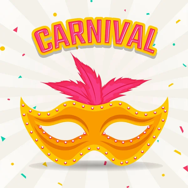 Carnaval Feliz Banner Festivo Cartaz Com Máscara Mascarada Dourada — Vetor de Stock