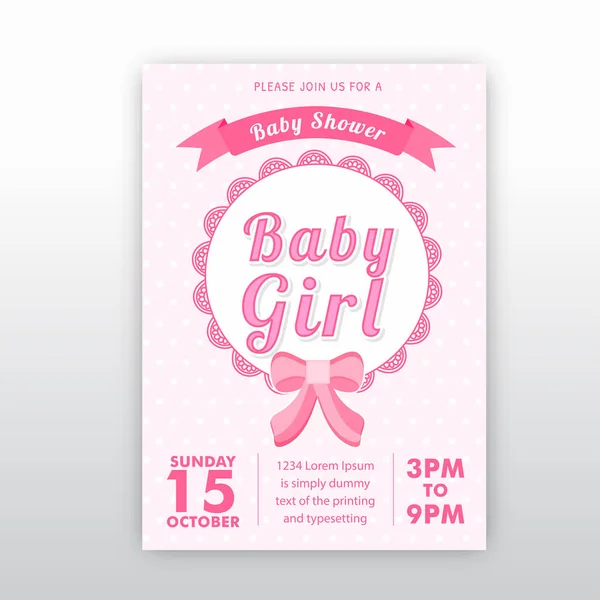 Baby Shower Invitation Template Pestal Pink Colour — Stock Vector