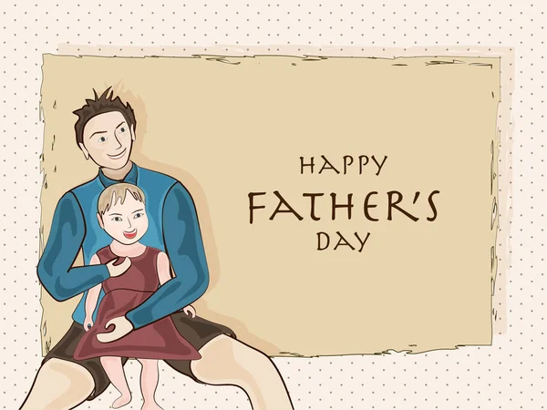 Duet Ojciec Dauther Happy Father Day Celebracja Kartkę Życzeniami — Wektor stockowy