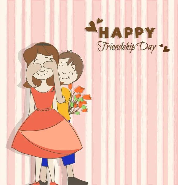 Happy Friendship Day Background Cute Couple — Stock Vector