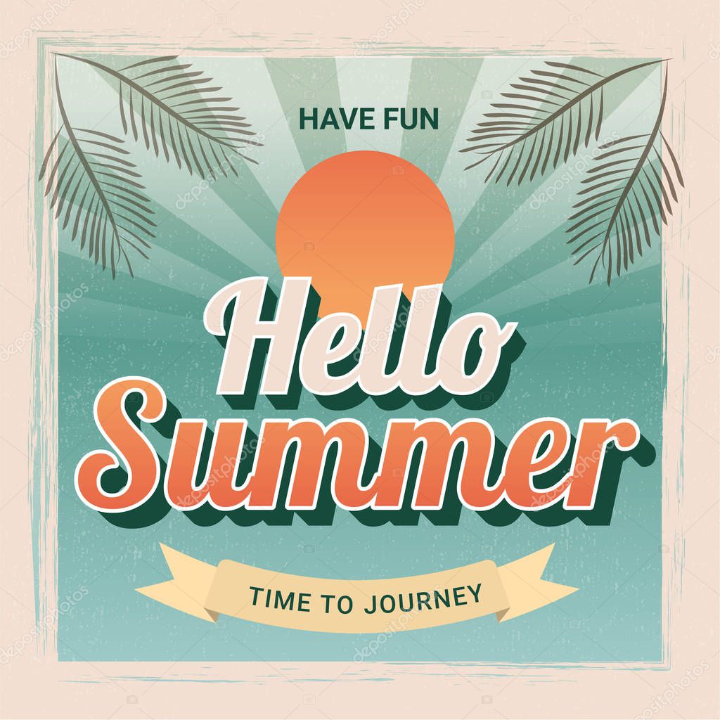 Summer sale poster, banner or flyer design, vintage style. Advertisement Promotional Banner Design.