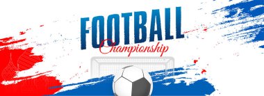 Futbol ve fırça konturu arka plan üzerinde goalpost ile Futbol Şampiyonası üstbilgi veya afiş tasarım.