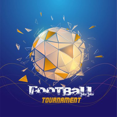 Futbol ve çokgen öğeler ile futbol turnuva başlık sayfası veya poster tasarım.
