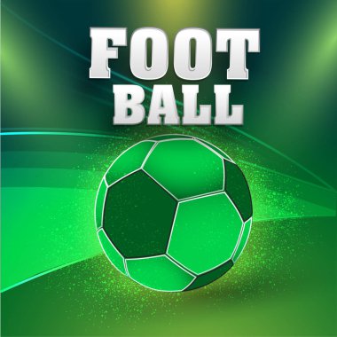 Başlık sayfası veya poster tasarımı ile parlak ışıklar zemin üzerine yeşil futbol.