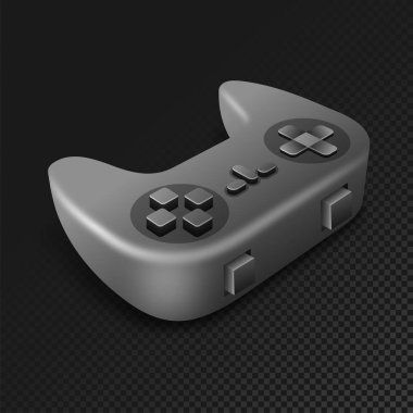Siyah arka plan üzerinde gamepad izole 3d çizimi.