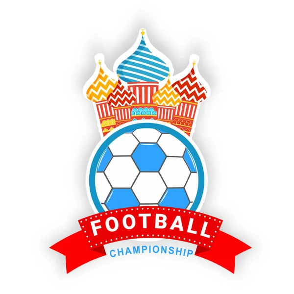 Banner Del Campeonato Fútbol Diseño Póster Con Fútbol Basil Cathedral — Archivo Imágenes Vectoriales