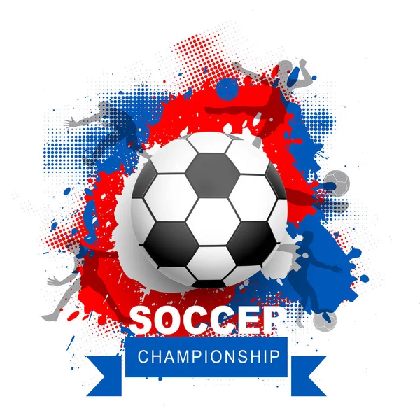 Futebol Banner Campeonato Design Cartaz Com Futebol Cores Bandeira Russa — Vetor de Stock