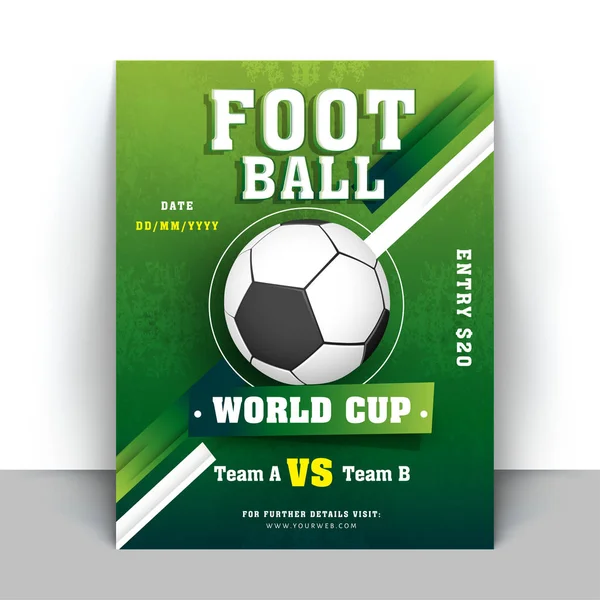 Voetbal Flyer Banner Ontwerpen Met Wedstrijd Details — Stockvector