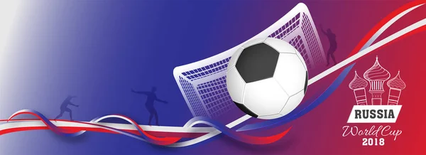 Rússia Futebol Copa Mundo Cabeçalho Banner Design Com Ondas Cores —  Vetores de Stock