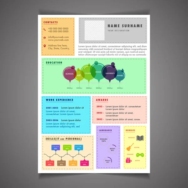 Modello Curriculum Infografico Può Essere Utilizzato Come Carta Intestata Lettera — Vettoriale Stock