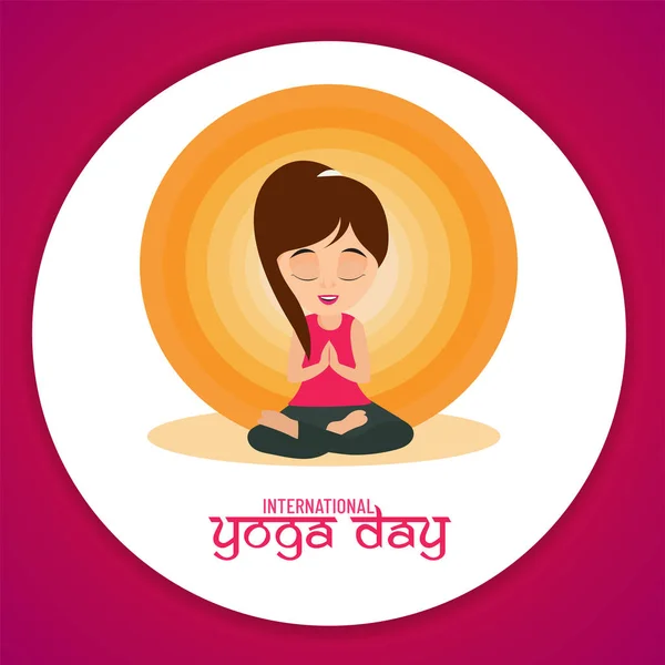 Ung Flicka Namaskar Hållning Yoga Koncept Internationella Dagen För Yoga — Stock vektor