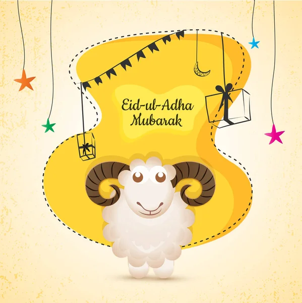 Eid Adha Festival Islâmico Sacrifício Com Ilustração Ovelhas Ilustração Linha — Vetor de Stock