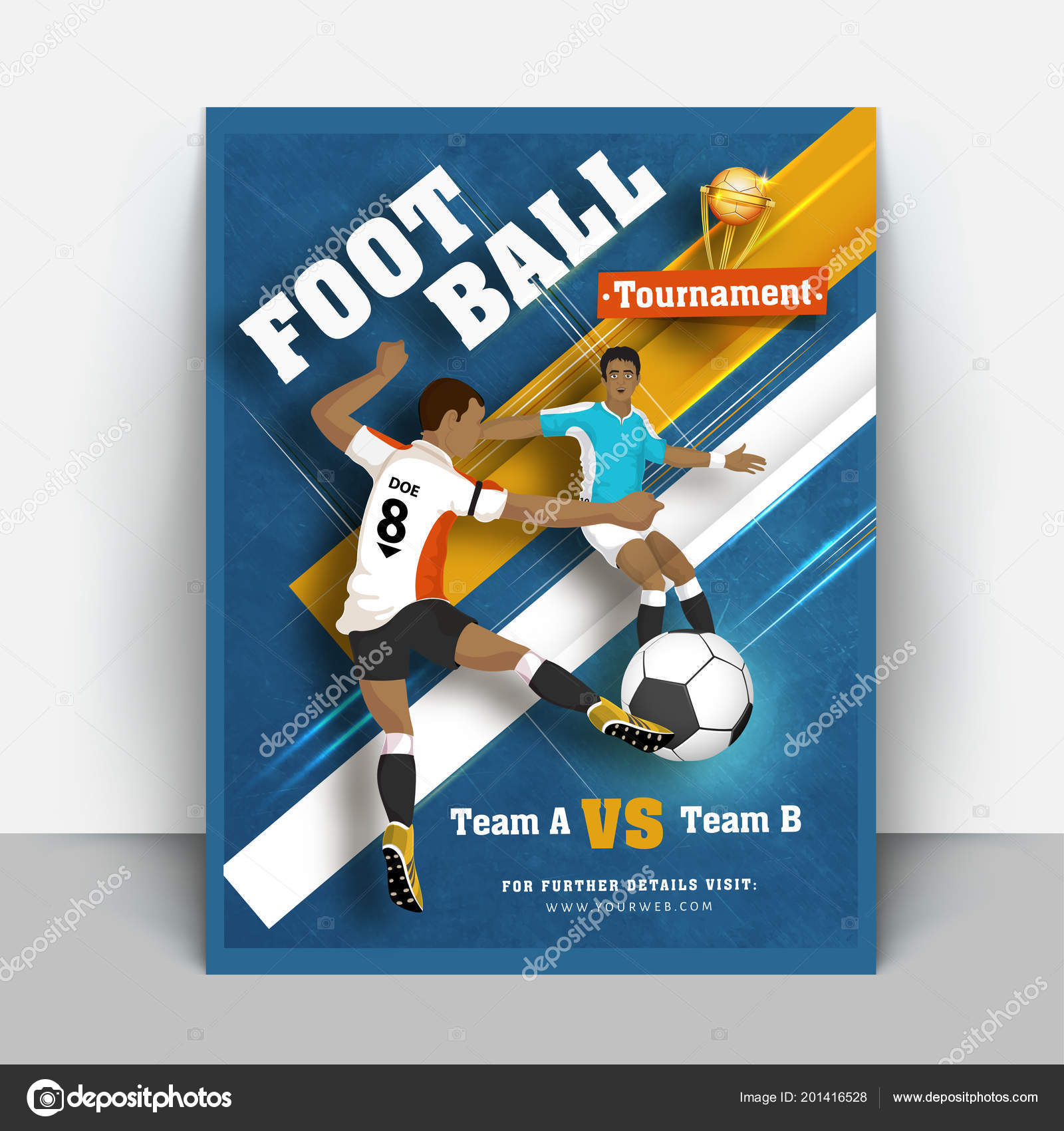 Creative Flyer Template Design Football Players Character Match Details Blue Stock Vector C Alliesinteract
