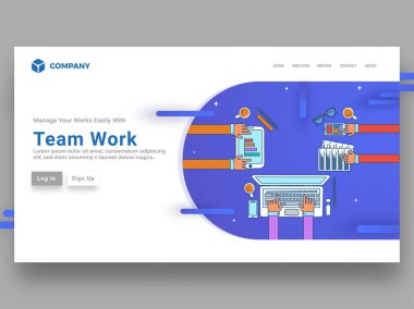 Üstten görünüm iş insanlar çalışma masası veya çalışma alanı açılış sayfası takım iş kavramı için düz şekil.