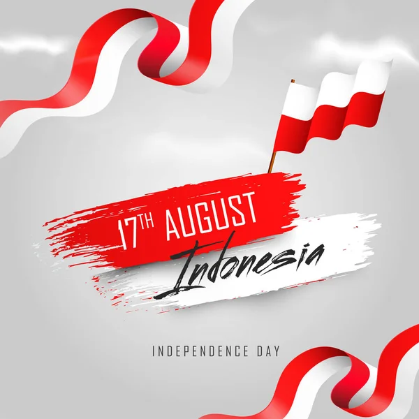 Agosto Bandera Del Día Independencia Indonesia Diseño Póster Con Bandera — Archivo Imágenes Vectoriales