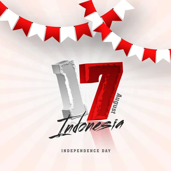 Augustus Indonesische Poster Ontwerp Van Banner Met Bunting Vlaggen Viering — Stockvector