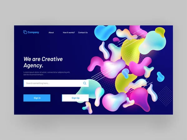 Responsive Hero Banner Website Landing Page Creative Fluid Art Abstract — Stock Vector