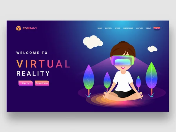 Концепція Віртуальної Реальності Дівчиною Взаємодіє Віртуальним Або Уявним Світом Роздумуючи — стоковий вектор