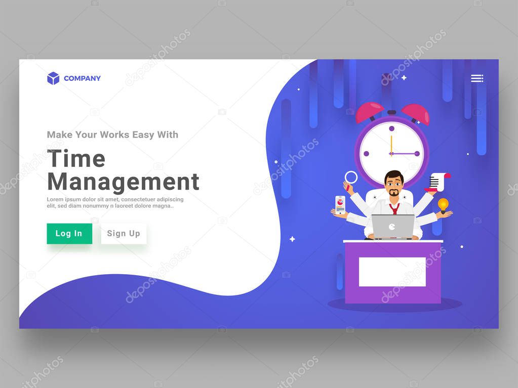 Multitasking businessman performing multiple task in certain time frame for time management concept.