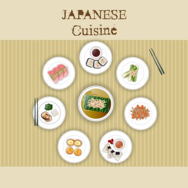 Otantik Japon cousine üstten görünüm. 