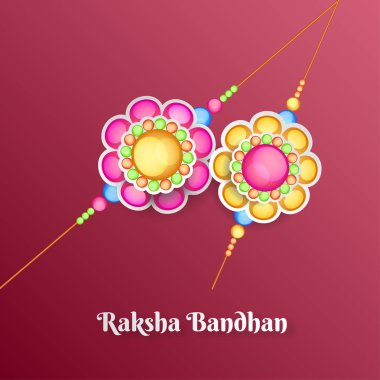 Raksha Bandhan tebrik kartı tasarımı ile güzel iki serdar parlak pembe bir arka plan üzerinde. 