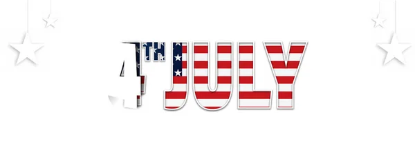 Κεφαλίδας Banner Σχεδιασμός Κομψό Ιουλίου Κείμενο Αμερικανική Σημαία Χρώμα Και — Διανυσματικό Αρχείο