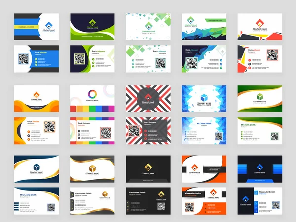 フロント横のビジネス カードのデザイン パターン セットを抽象化し プレゼンテーションをバックアップ — ストックベクタ