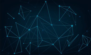 Neural ağ veya teknoloji bağlantı konsept illüstrasyon poligonal Blockchain ağ ile.