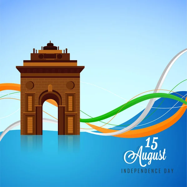 Monumento Histórico India Puerta Sobre Fondo Azul Cielo Brillante Para — Vector de stock