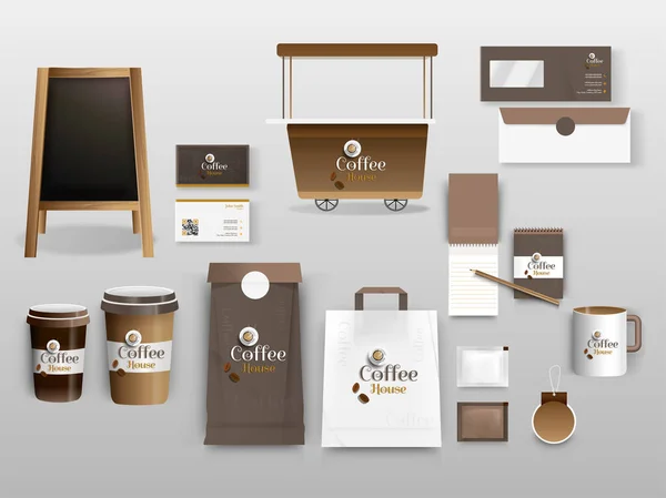 Sammlung Von Corporate Identity Template Design Für Café Restaurant Und — Stockvektor