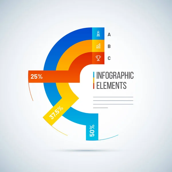 Concetto Crescita Successo Infografica Elementi Design Con Percentuali Diverse Settori — Vettoriale Stock