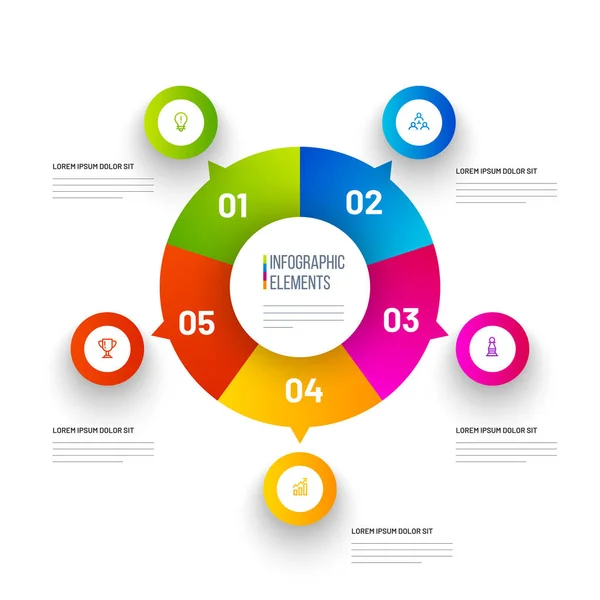 Different Levels Colorful Pie Chart Infographic Elements Business Layouts Success — Stock Vector