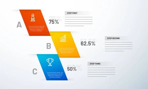 および の割合が異なる つのレベル ビジネス Infographics テンプレート デザイン — ストックベクタ