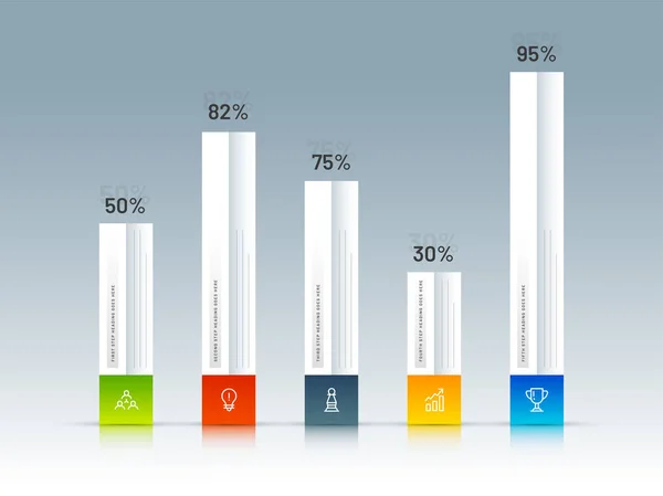 Barra Estadística Infografía Elementos Con Diferente Precentaje Para Crecimiento Empresa — Archivo Imágenes Vectoriales