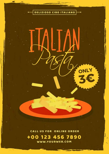 Plantilla Tarjeta Menú Pasta Italiana Diseño Folleto — Vector de stock