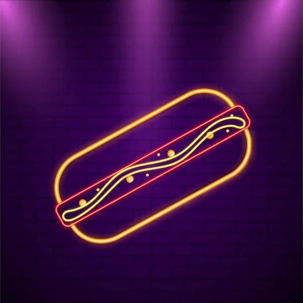 Neon Effect Burger Purple Brick Wall — Stock Vector