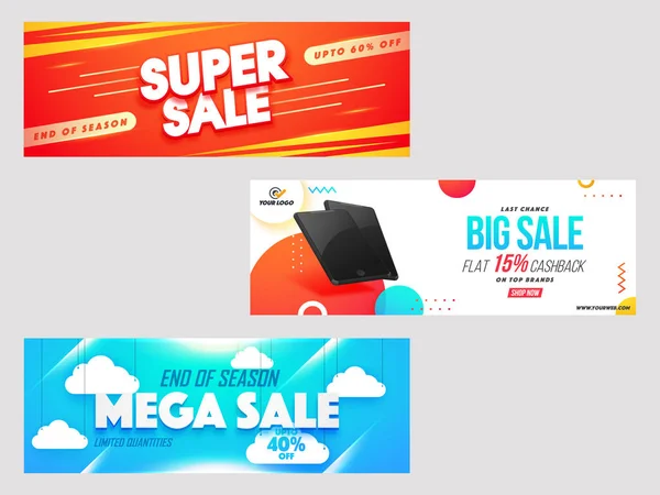 Mega Sale Concept Header Banner Design Flat — Stock Vector