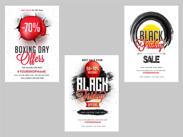 Yaratıcı Black Friday Satış Banner Veya Şablon Tasarım Farklı Tarzlarda — Stok Vektör