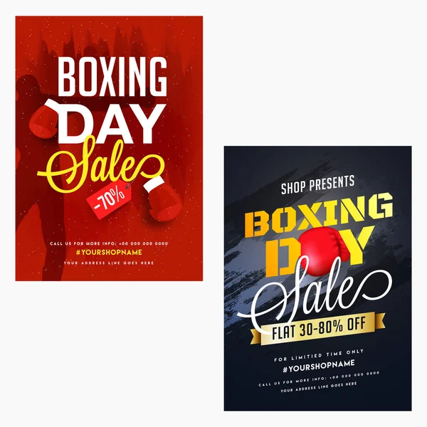 Boxe Day Vendita Banner Flyer Design Due Stili Diversi — Vettoriale Stock