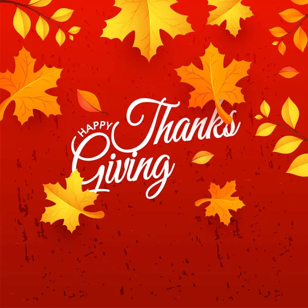 Esdoorn Bladeren Ingericht Rode Grungy Achtergrond Voor Happy Thanksgiving Day — Stockvector