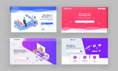 Açılış sayfaları kümesi veya Web sitesi kahraman resim.