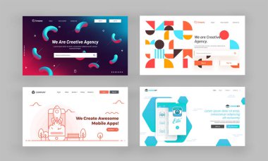 Açılış sayfaları kümesi veya Web sitesi kahraman resim.